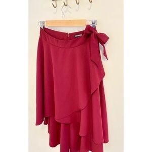 Burgundy high-low waist skirt